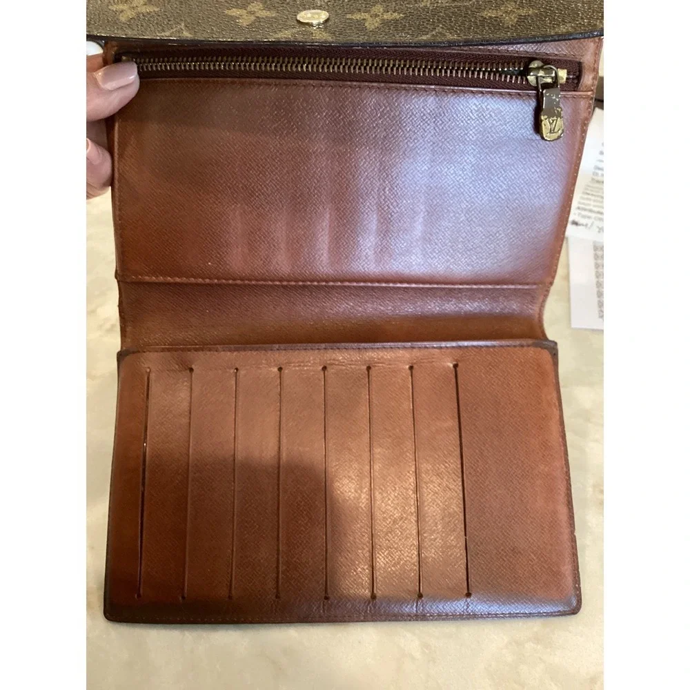 Louis Vuitton‎ Monogram Wallet Snap Closure Card Holder Brown